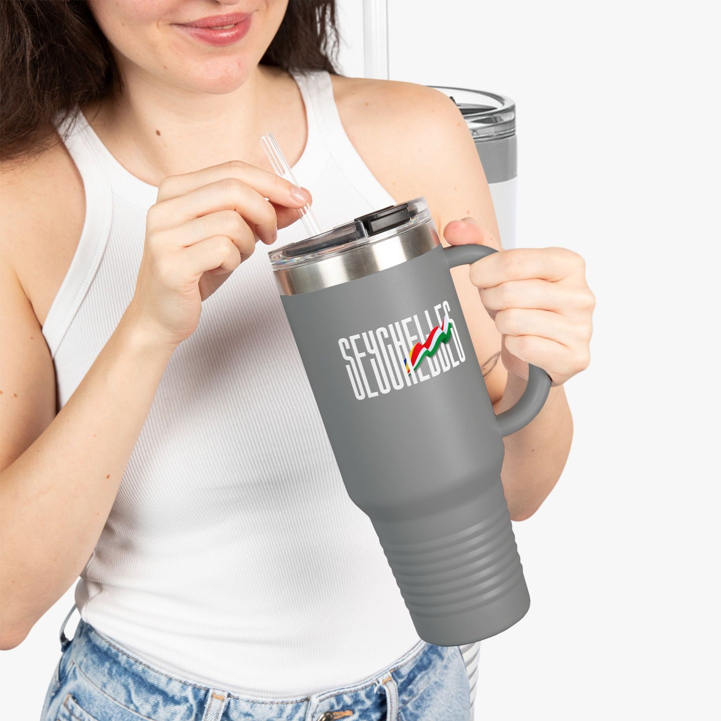 Seychelles Insulated Travel Tumbler, 40oz | Perfect for Adventures, Road Trips, Gifts, Summer Fun, Beach Days, Outdoor Activities