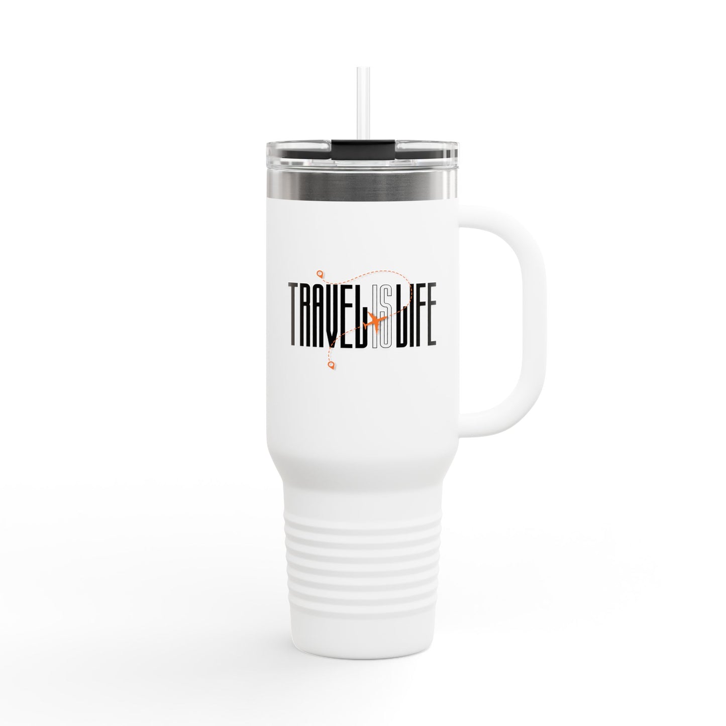 Travel is Life Insulated Travel Tumbler, 40oz | Perfect for Adventures, Road Trips, Gifts, Summer Fun, Beach Days, Outdoor Activities | Yellow