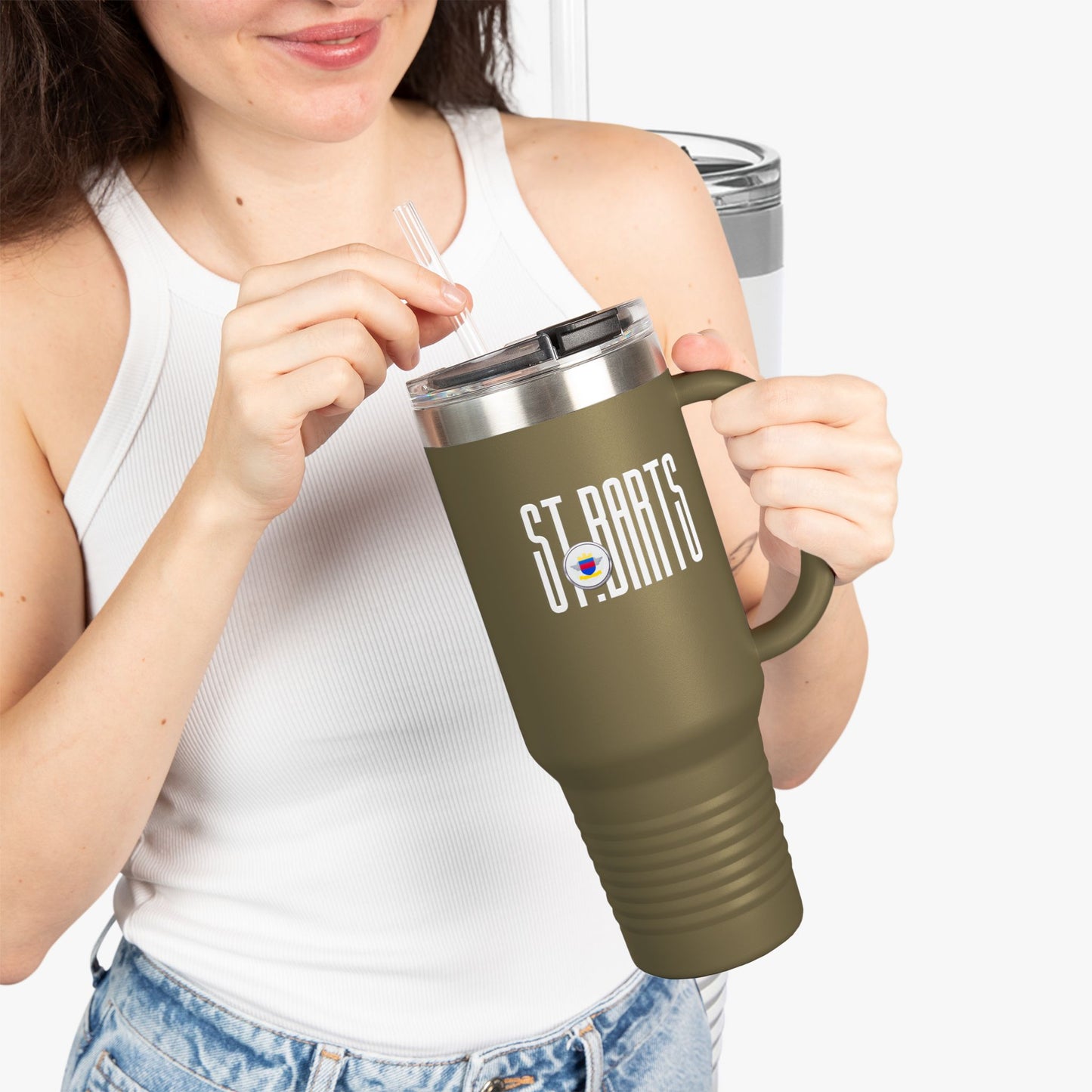 St. Barts Insulated Travel Tumbler, 40oz | Perfect for Adventures, Road Trips, Gifts, Summer Fun, Beach Days, Outdoor Activities