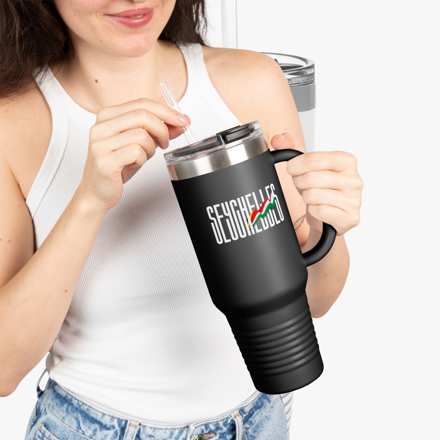 Seychelles Insulated Travel Tumbler, 40oz | Perfect for Adventures, Road Trips, Gifts, Summer Fun, Beach Days, Outdoor Activities